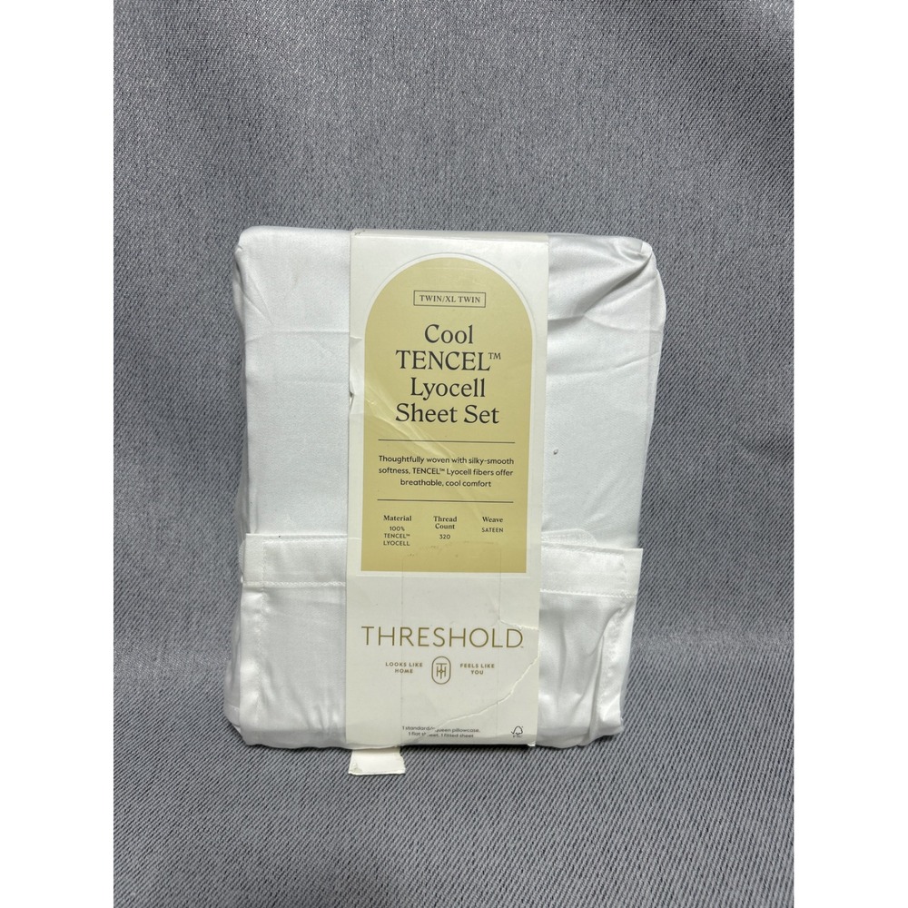 Threshold Cool TENCEL Lyocell Sheet Set Twin/XL Twin White 320 TC Sateen New